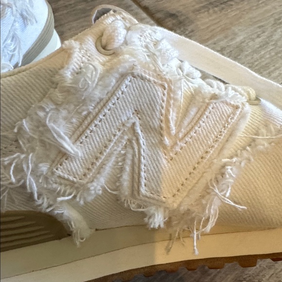 Miu Miu x New Balance 574 
 Distressed White Denim Canvas Sneakers Runners - Picture 14 of 14